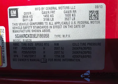 2014 Buick Enclave Premium из США, поврежденный, VIN 5GAKRCKD3EJ186958